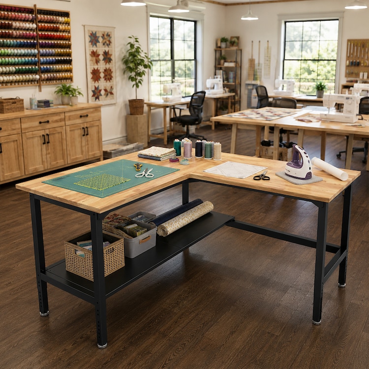 Heavy-Duty Industrial Packing Table – L-Shaped, 72